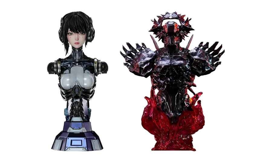 ASH and LIN YUANZHE side by side — the two LINGCAGE 1/4 scale collectibles